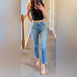 Women's Paige  Blue Frayed Hem Jeans